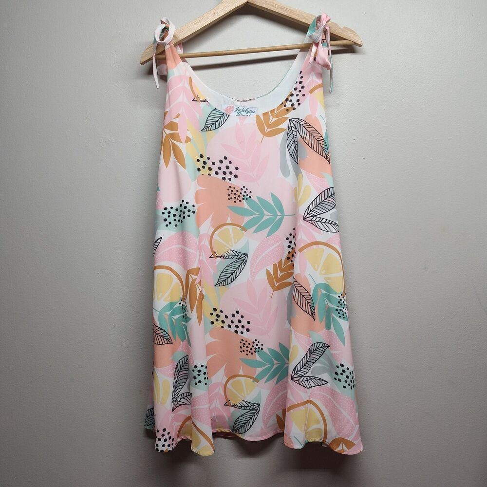 Jadelynn Brooke Mini Dress Women M Pink Sleeveless Tropical Summer Vacation